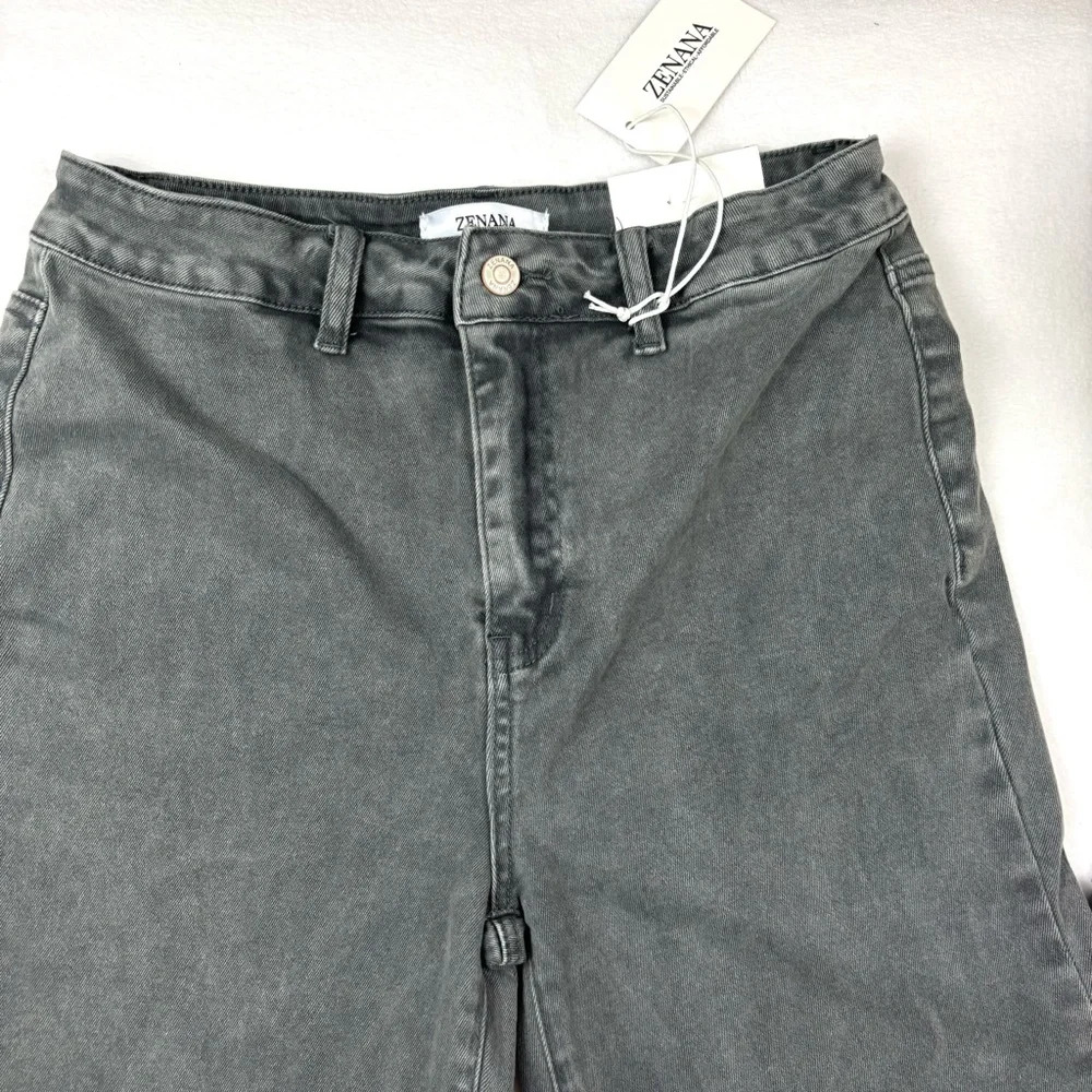 NWT Zenana Azriel High Rise Straight Leg Flat Front Raw Hem Ankle Jeans Size L - Picture 4 of 16